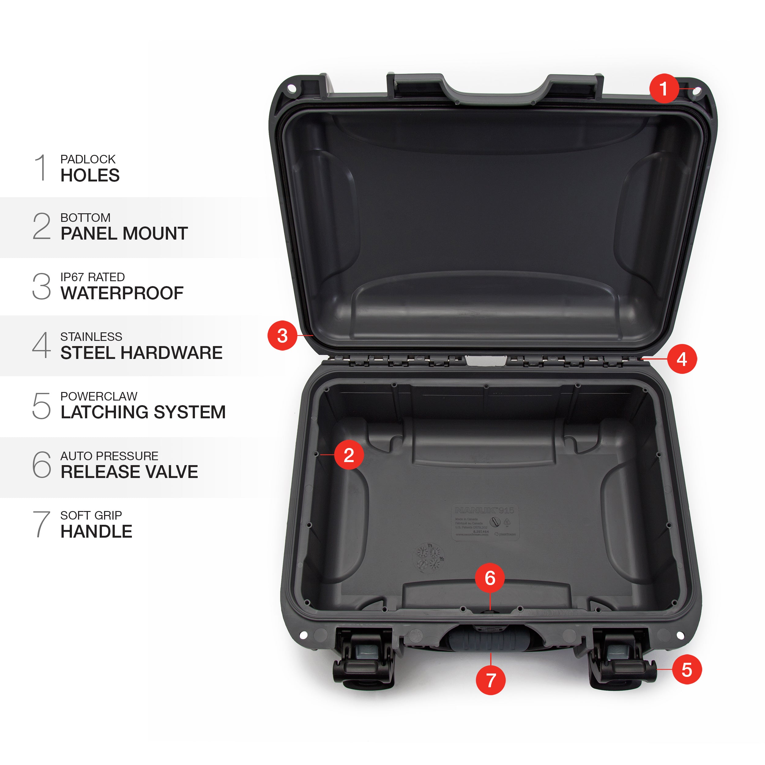 Nanuk 915-0007 Waterproof Hard Case Empty - Graphite