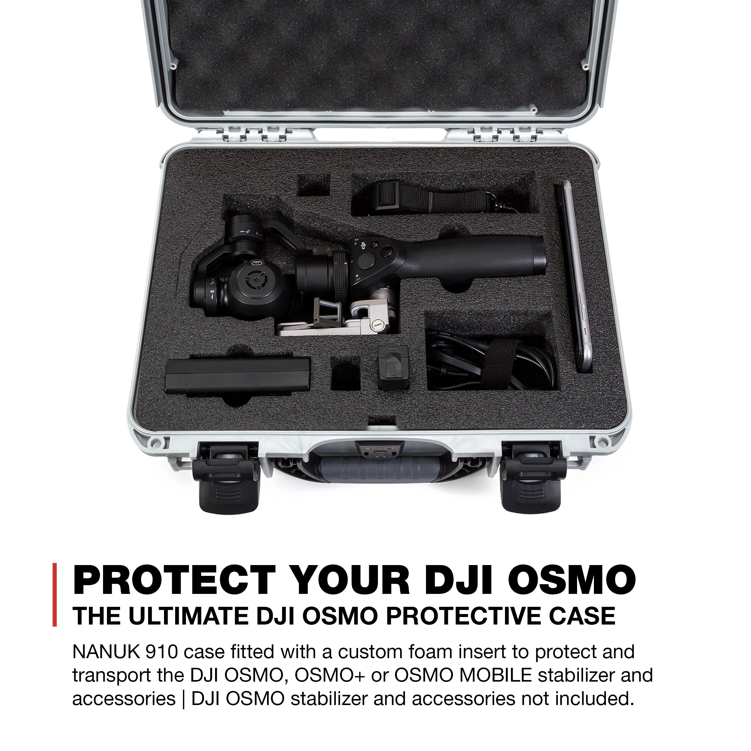 nanuk 909 waterproof hard case with custom insert for dji mavic mini graphite