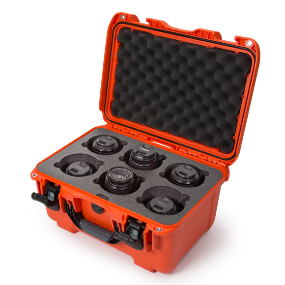 Nanuk 918 Waterproof Hard Case with Custom Foam Insert for 6 Lenses - Orange