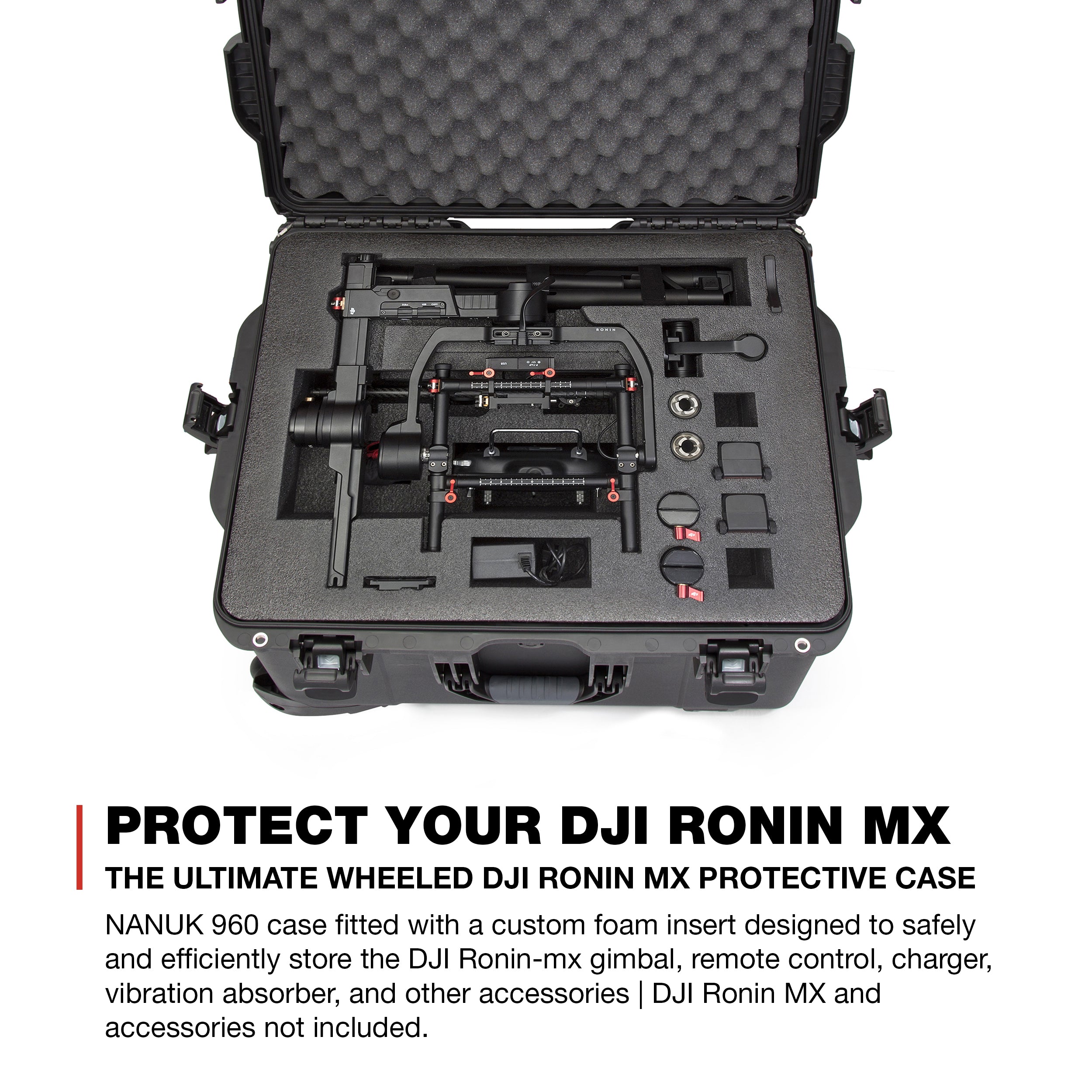 Nanuk Ronin MX Waterproof Hard Case with Wheels and Custom Foam Insert for Ronin MX Gimbal Stabilizer Systems - Black