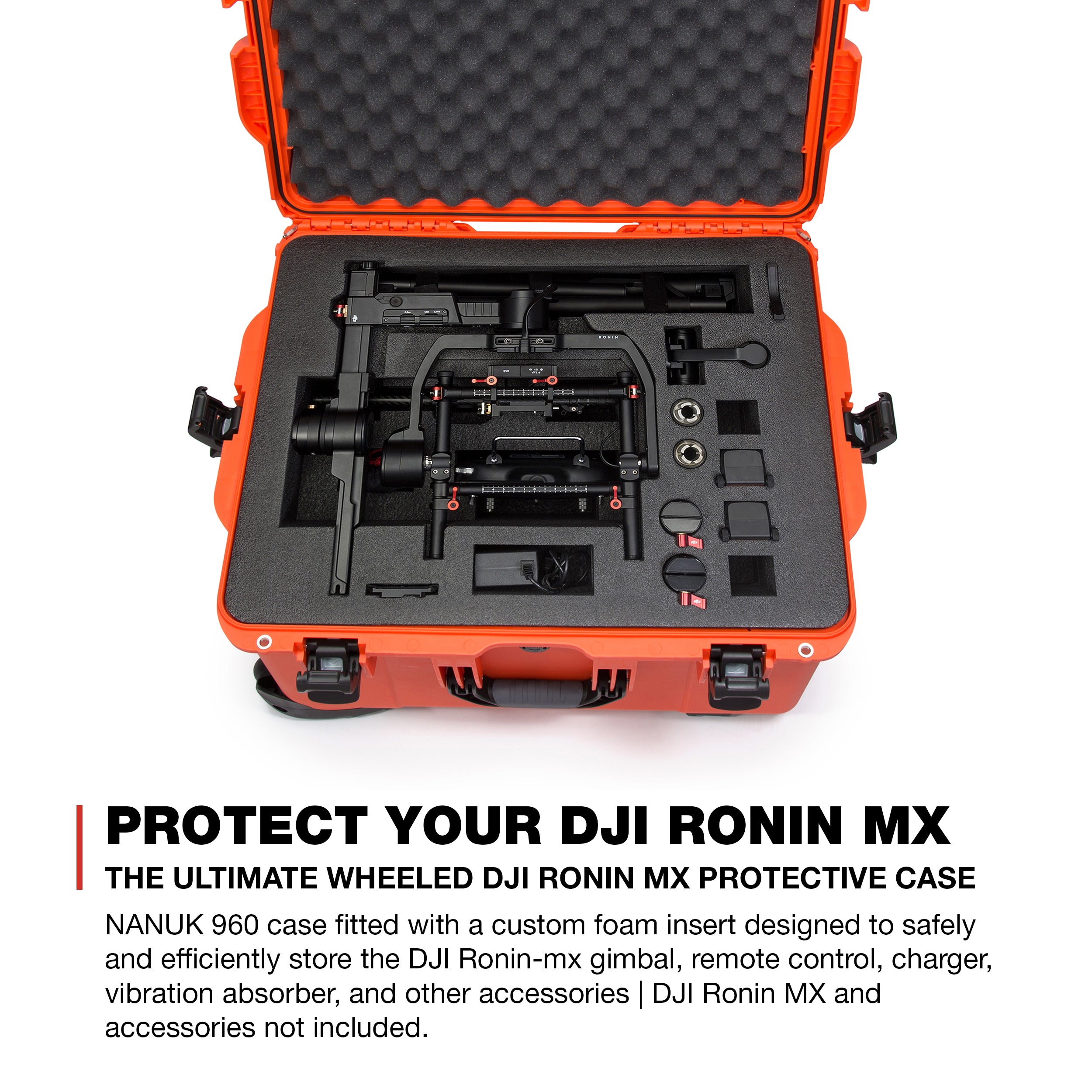 Nanuk Ronin MX Waterproof Hard Case with Wheels and Custom Foam Insert for Ronin MX Gimbal Stabilizer Systems - Orange