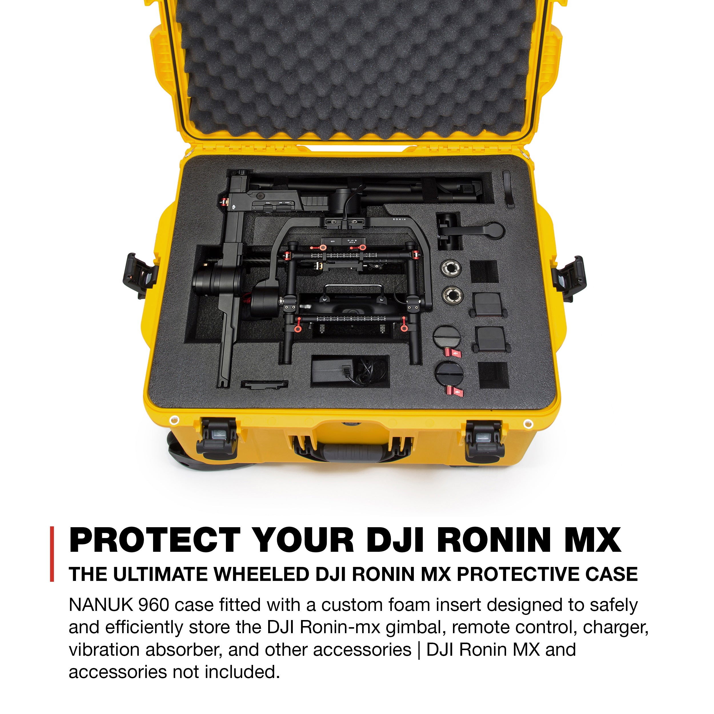 Nanuk Ronin MX Waterproof Hard Case with Wheels and Custom Foam Insert for Ronin MX Gimbal Stabilizer Systems - Yellow
