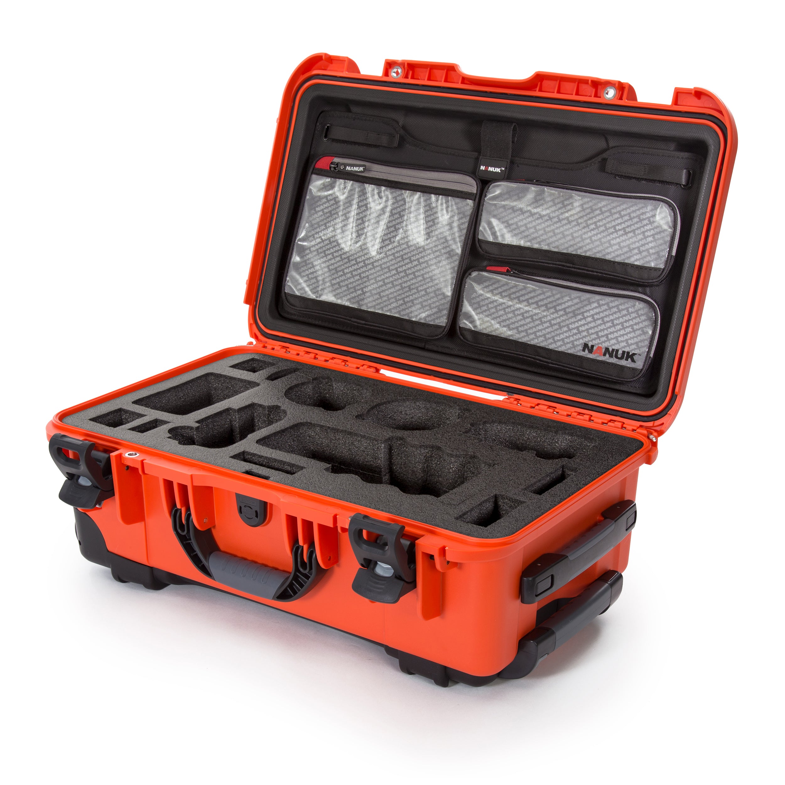 Nanuk 935-SON3 Waterproof Carry-On Hard Case with Lid Organizer for Sony A7R Size Camera w/ Wheels - Orange