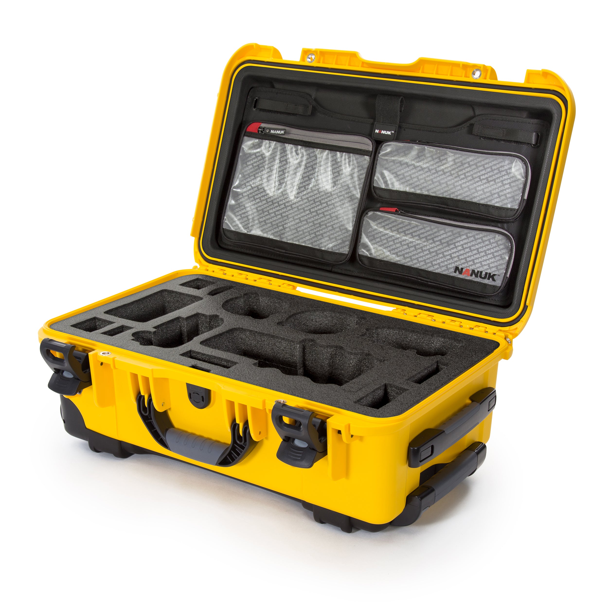 Nanuk 935-SON4 Waterproof Carry-On Hard Case with Lid Organizer for Sony A7R Size Camera w/ Wheels - Yellow